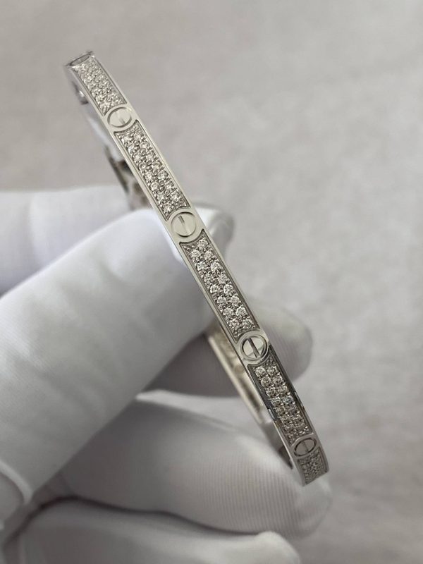 Custom Solid 18k Gold Cartier Jewelry LOVE Bracelet Small Model Paved Diamonds