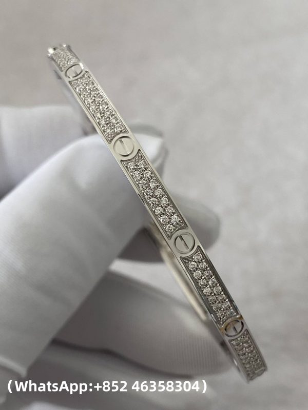 Custom Solid 18k Gold Cartier Jewelry LOVE Bracelet Small Model Paved Diamonds