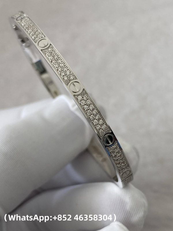 Custom Solid 18k Gold Cartier Jewelry LOVE Bracelet Small Model Paved Diamonds