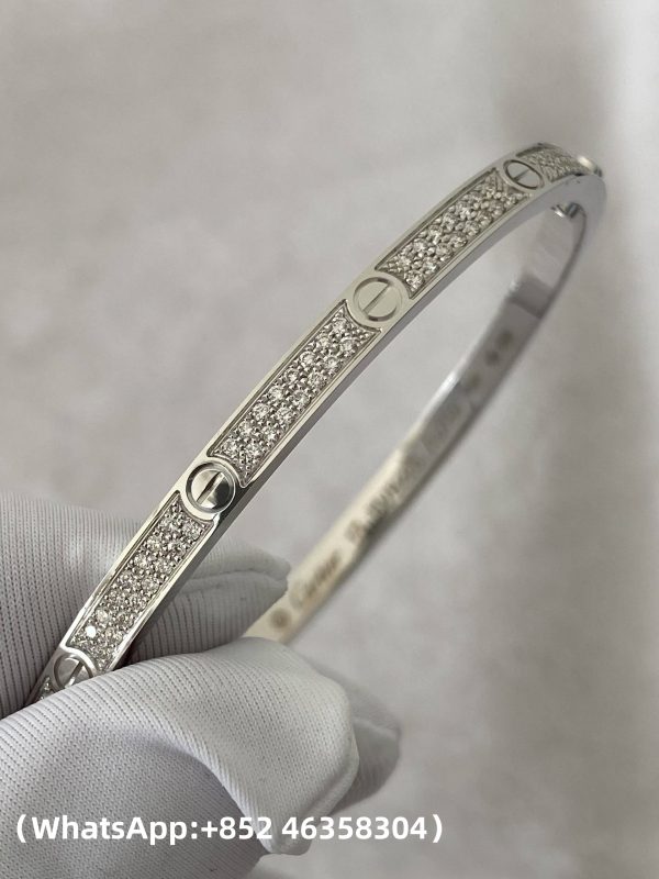 Custom Solid 18k Gold Cartier Jewelry LOVE Bracelet Small Model Paved Diamonds