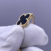 Custom Solid 18k Gold Van Cleef & Arpels Jewelry Vintage Alhambra Bracelet, 5 Motifs, Onyx