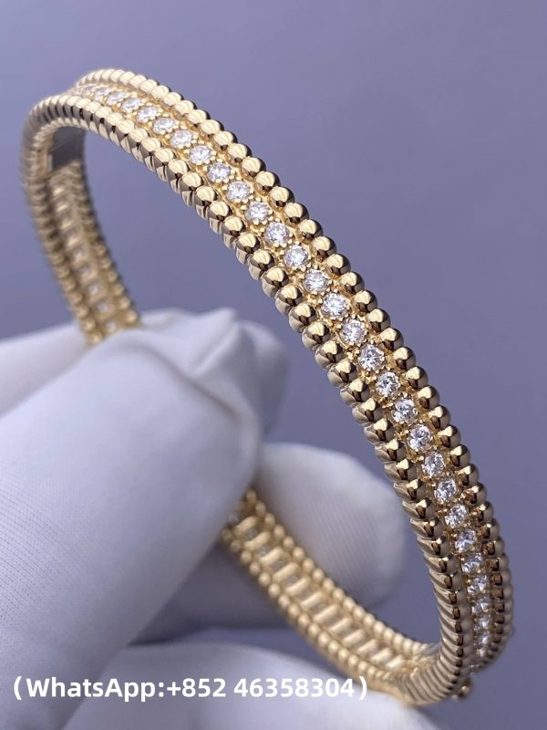 Custom Solid 18k Gold Van Cleef & Arpels Jewelry Perlée Diamonds Bracelet