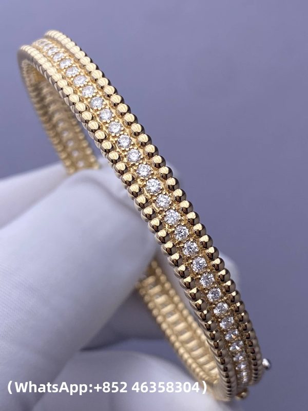 Custom Solid 18k Gold Van Cleef & Arpels Jewelry Perlée Diamonds Bracelet