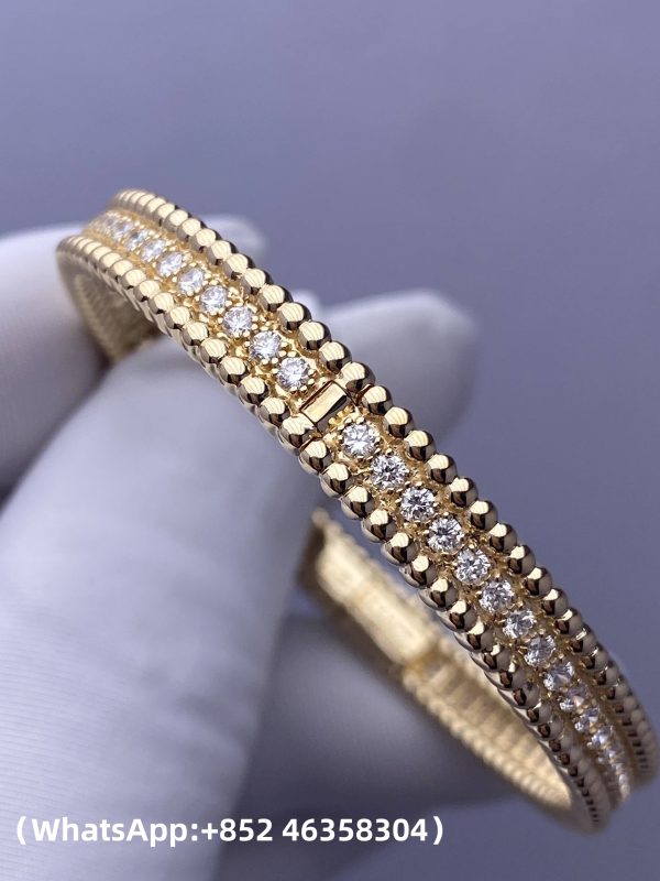 Custom Solid 18k Gold Van Cleef & Arpels Jewelry Perlée Diamonds Bracelet