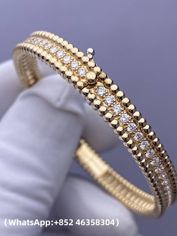 Custom Solid 18k Gold Van Cleef & Arpels Jewelry Perlée Diamonds Bracelet