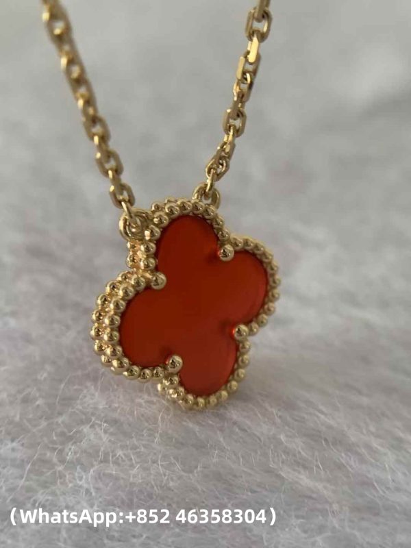 Custom Van Cleef & Arpels Vintage Alhambra Pendant Carnelian Custom Van Cleef & Arpels Vintage Alhambra Pendant Carnelian