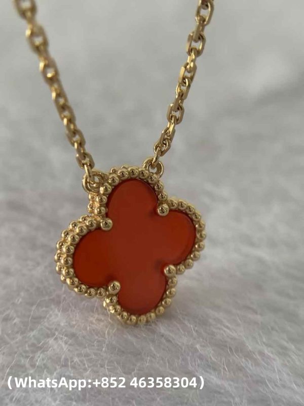 Custom Van Cleef & Arpels Vintage Alhambra Pendant Carnelian Custom Van Cleef & Arpels Vintage Alhambra Pendant Carnelian