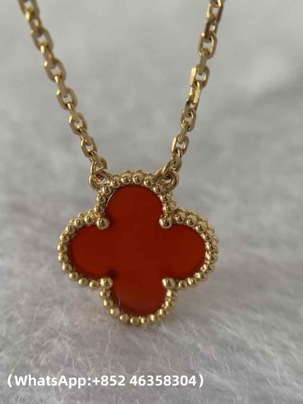 Custom Van Cleef & Arpels Vintage Alhambra Pendant Carnelian Custom Van Cleef & Arpels Vintage Alhambra Pendant Carnelian