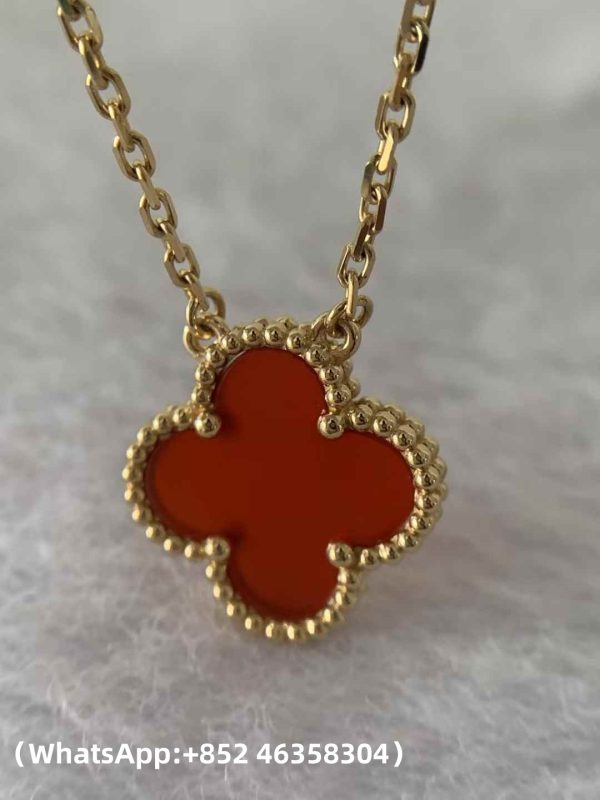 Custom Van Cleef & Arpels Vintage Alhambra Pendant Carnelian Custom Van Cleef & Arpels Vintage Alhambra Pendant Carnelian