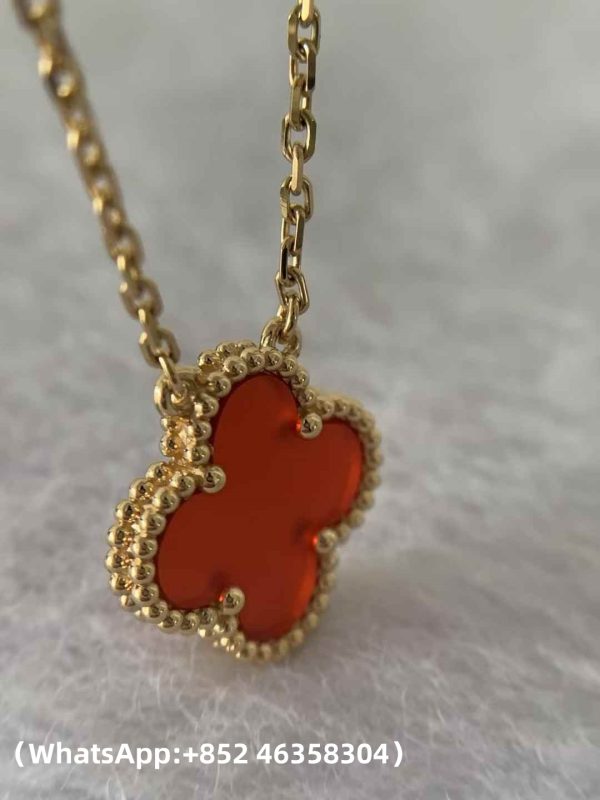 Custom Van Cleef & Arpels Vintage Alhambra Pendant Carnelian Custom Van Cleef & Arpels Vintage Alhambra Pendant Carnelian