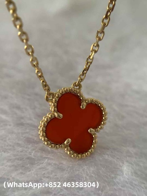 Custom Van Cleef & Arpels Vintage Alhambra Pendant Carnelian Custom Van Cleef & Arpels Vintage Alhambra Pendant Carnelian