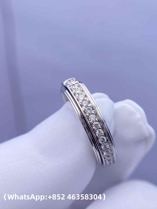 Custom Solid 18k Gold Piaget Jewelry Possession Ring in rhodium finish set with 36 brilliant-cut diamonds and one Possession-set brilliant-cut diamond Custom Solid 18k Gold Piaget Jewelry Possession Ring in rhodium finish set with 36 brilliant-cut diamonds and one Possession-set brilliant-cut diamond