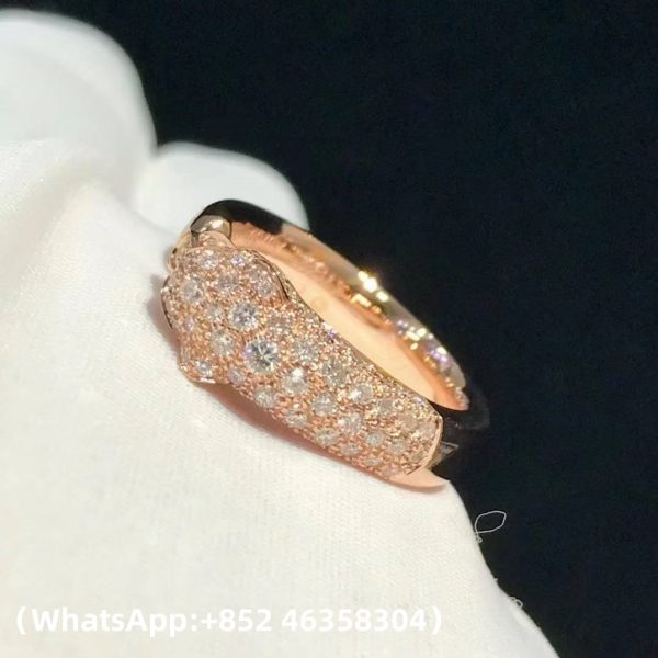 Custom Solid 18k Gold Cartier Panthère de Cartier Ring Small Model Half-paved Custom Solid 18k Gold Cartier Panthère de Cartier Ring Small Model Half-paved