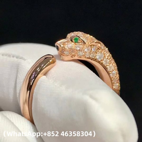 Custom Solid 18k Gold Cartier Panthère de Cartier Ring Small Model Half-paved Custom Solid 18k Gold Cartier Panthère de Cartier Ring Small Model Half-paved