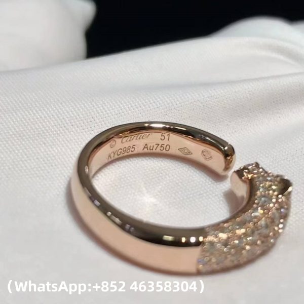 Custom Solid 18k Gold Cartier Panthère de Cartier Ring Small Model Half-paved Custom Solid 18k Gold Cartier Panthère de Cartier Ring Small Model Half-paved