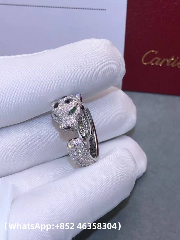 Custom Solid 18k Gold Cartier Panthère de Cartier Ring Medium Model Half-Paved Custom Solid 18k Gold Cartier Panthère de Cartier Ring Medium Model Half-Paved