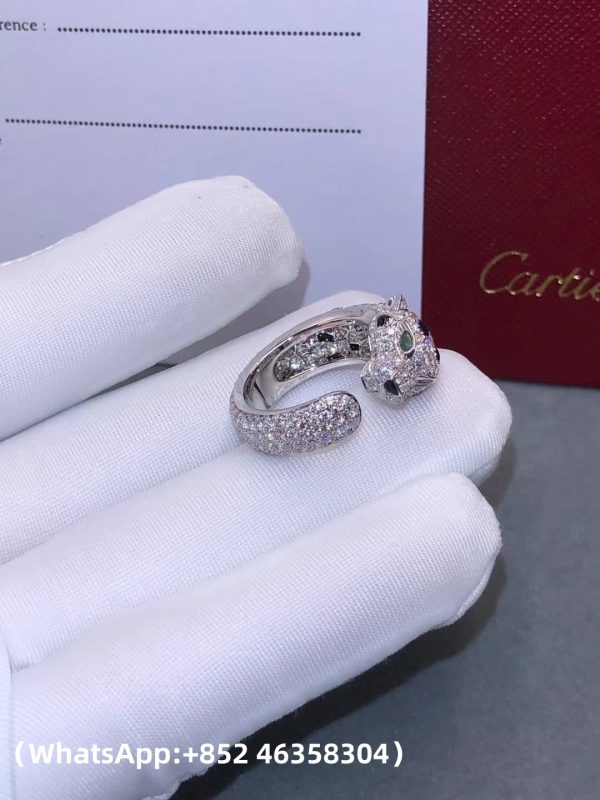 Custom Solid 18k Gold Cartier Panthère de Cartier Ring Medium Model Half-Paved Custom Solid 18k Gold Cartier Panthère de Cartier Ring Medium Model Half-Paved