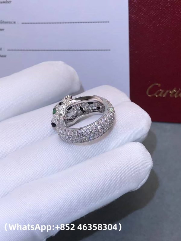 Custom Solid 18k Gold Cartier Panthère de Cartier Ring Medium Model Half-Paved Custom Solid 18k Gold Cartier Panthère de Cartier Ring Medium Model Half-Paved