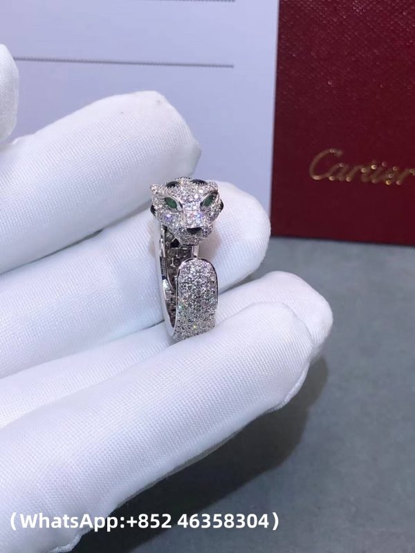 Custom Solid 18k Gold Cartier Panthère de Cartier Ring Medium Model Half-Paved Custom Solid 18k Gold Cartier Panthère de Cartier Ring Medium Model Half-Paved
