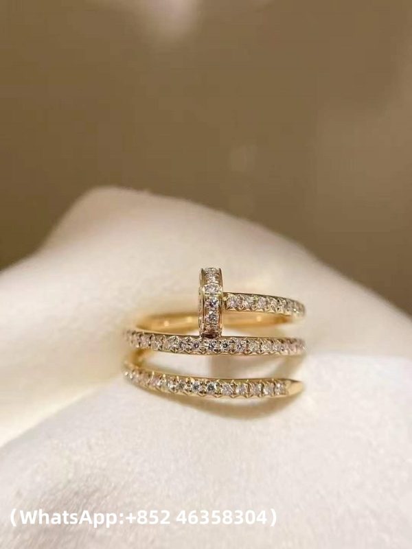 Custom Solid 18k Gold Cartier Juste un Clou ring Double half-paved Custom Solid 18k Gold Cartier Juste un Clou ring Double half-paved