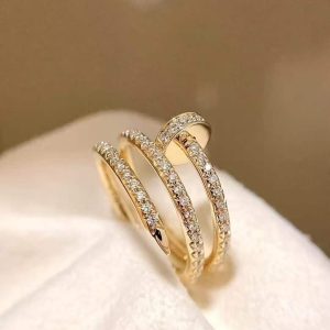 Custom Solid 18k Gold Cartier Juste un Clou ring Double half-paved