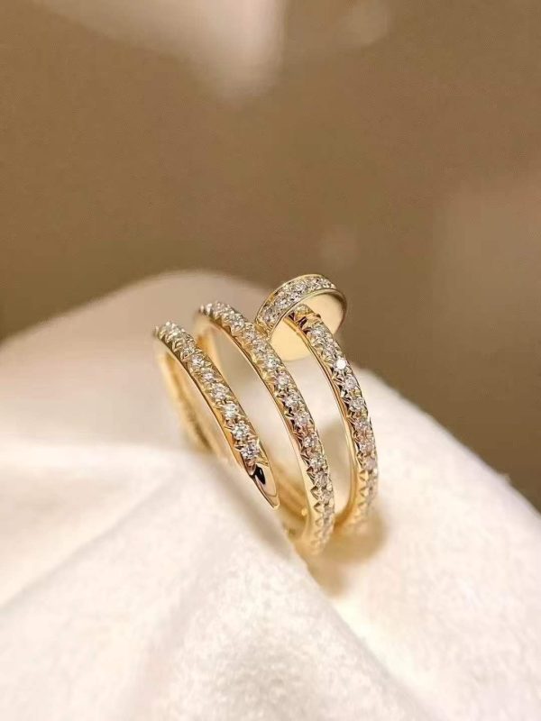 Custom Solid 18k Gold Cartier Juste un Clou ring Double half-paved Custom Solid 18k Gold Cartier Juste un Clou ring Double half-paved