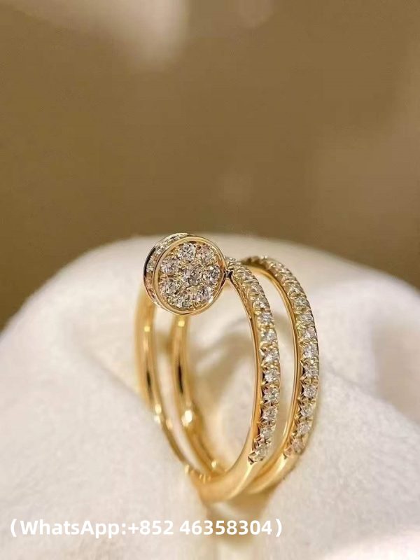 Custom Solid 18k Gold Cartier Juste un Clou ring Double half-paved Custom Solid 18k Gold Cartier Juste un Clou ring Double half-paved