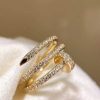 Custom Solid 18k Gold Cartier Juste un Clou ring Double half-paved Custom Solid 18k Gold Cartier Juste un Clou ring Double half-paved