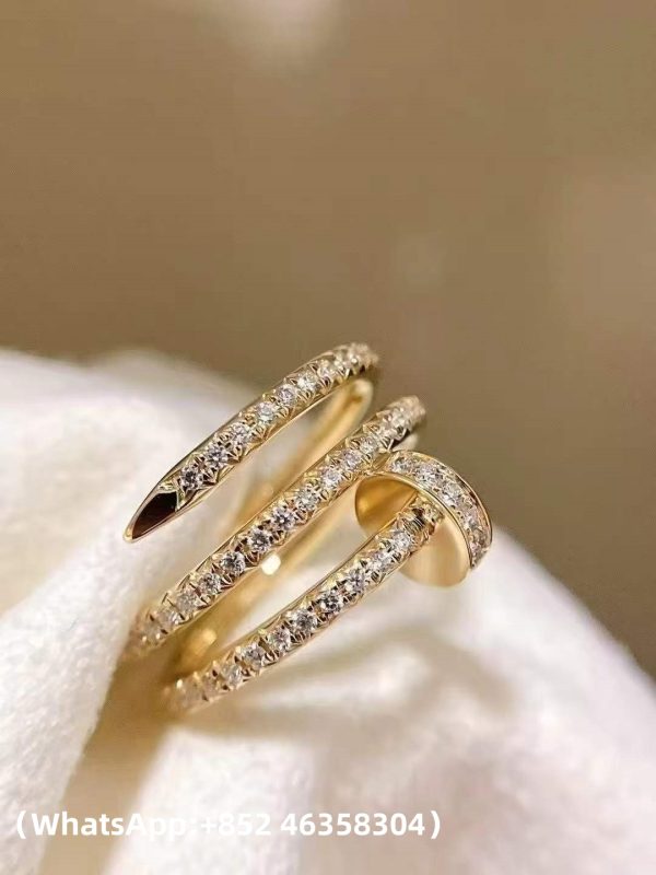 Custom Solid 18k Gold Cartier Juste un Clou ring Double half-paved Custom Solid 18k Gold Cartier Juste un Clou ring Double half-paved