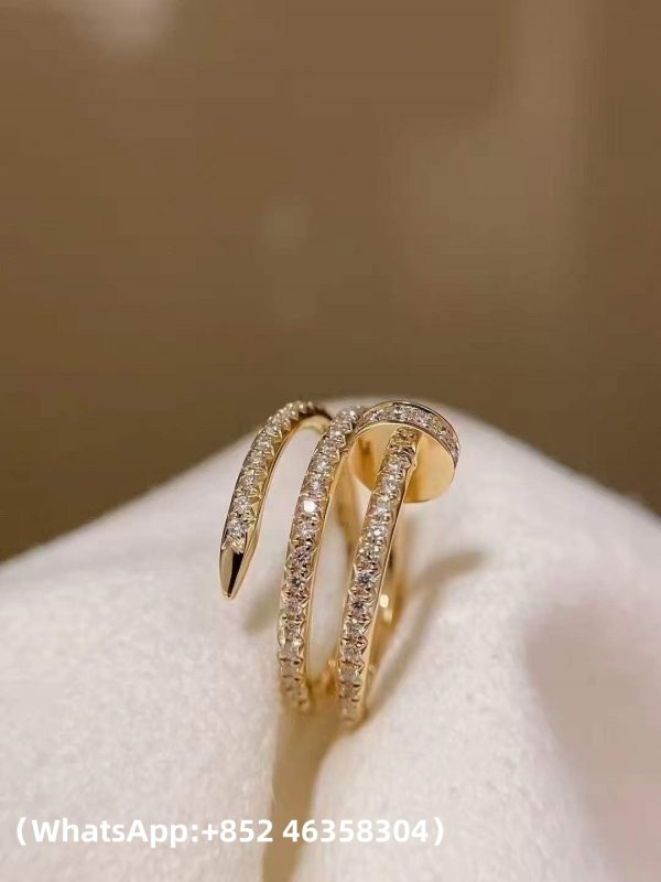 Custom Solid 18k Gold Cartier Juste un Clou ring Double half-paved Custom Solid 18k Gold Cartier Juste un Clou ring Double half-paved