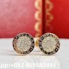 Custom Solid 18k Gold Bulgari Jewelry Bulgari Single Circle Stud Earring with Round Brilliant Pavé Diamonds