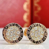 Custom Solid 18k Gold Bulgari Jewelry Bulgari Single Circle Stud Earring with Round Brilliant Pavé Diamonds