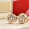 Custom Solid 18k Gold Bulgari Jewelry Bulgari Single Circle Stud Earring with Round Brilliant Pavé Diamonds