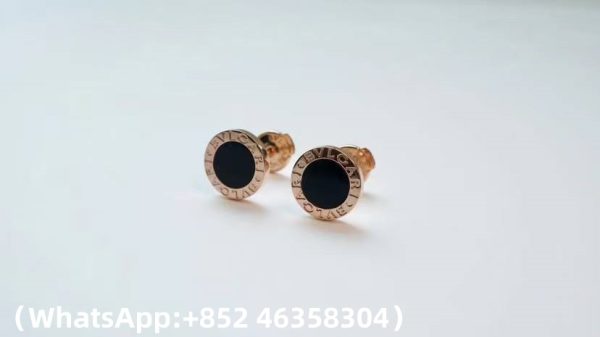 Custom Solid 18k Gold Bulgari Bulgari Single Stud Earring with Onyx