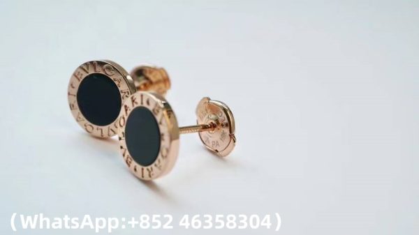 Custom Solid 18k Gold Bulgari Bulgari Single Stud Earring with Onyx