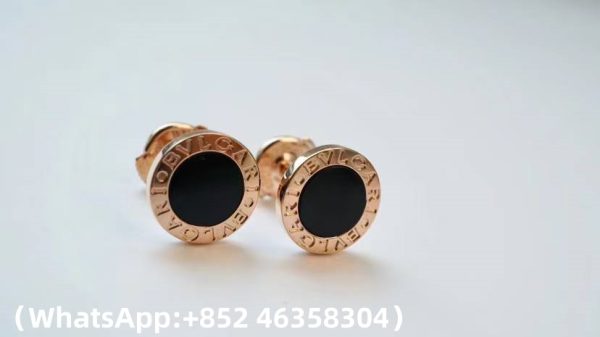 Custom Solid 18k Gold Bulgari Bulgari Single Stud Earring with Onyx