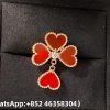 Custom Solid 18k Gold Van Cleef & Arpels Sweet Hearts Ring 18K Rose Gold Carnelian