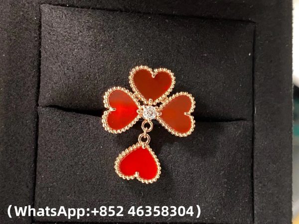 Custom Solid 18k Gold Van Cleef & Arpels Sweet Hearts Ring 18K Rose Gold Carnelian