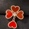 Custom Solid 18k Gold Van Cleef & Arpels Sweet Hearts Ring 18K Rose Gold Carnelian