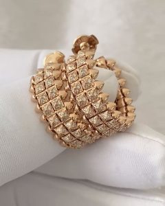 Custom Solid 18K Gold Cartier Jewelry Clash de Cartier Hoop Earrings Double Row Paved