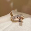 Custom Solid 18k Gold Hermes Jewelry Ring in Rose Gold Set With Diamonds