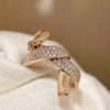 Custom Solid 18k Gold Hermes Jewelry Ring in Rose Gold Set With Diamonds