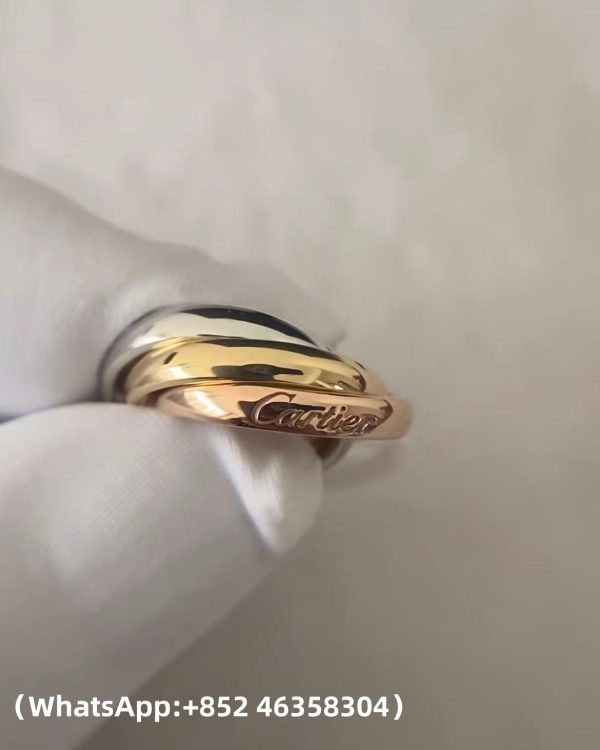 Custom Solid 18k Gold Cartier Jewelry Trinity Ring, Classic Model