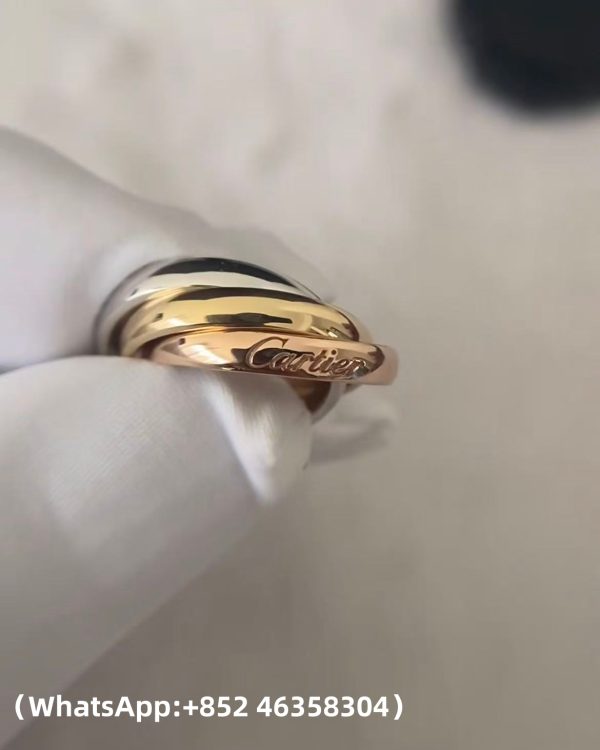 Custom Solid 18k Gold Cartier Jewelry Trinity Ring, Classic Model