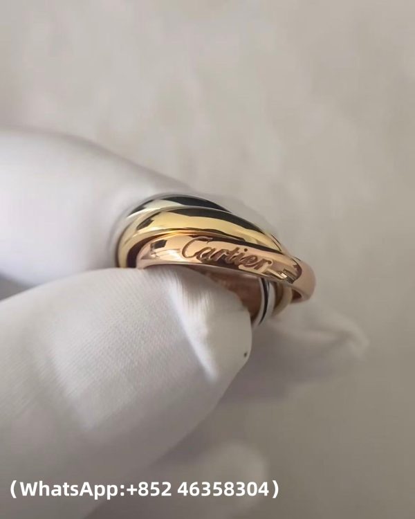 Custom Solid 18k Gold Cartier Jewelry Trinity Ring, Classic Model