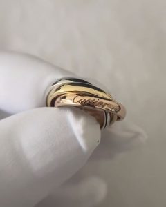 Custom Solid 18k Gold Cartier Jewelry Trinity Ring, Classic Model