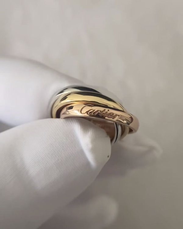 Custom Solid 18k Gold Cartier Jewelry Trinity Ring, Classic Model