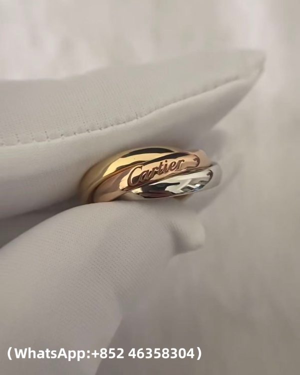 Custom Solid 18k Gold Cartier Jewelry Trinity Ring, Classic Model
