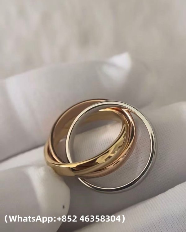 Custom Solid 18k Gold Cartier Jewelry Trinity Ring, Classic Model