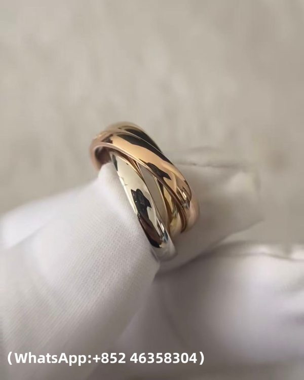 Custom Solid 18k Gold Cartier Jewelry Trinity Ring, Classic Model